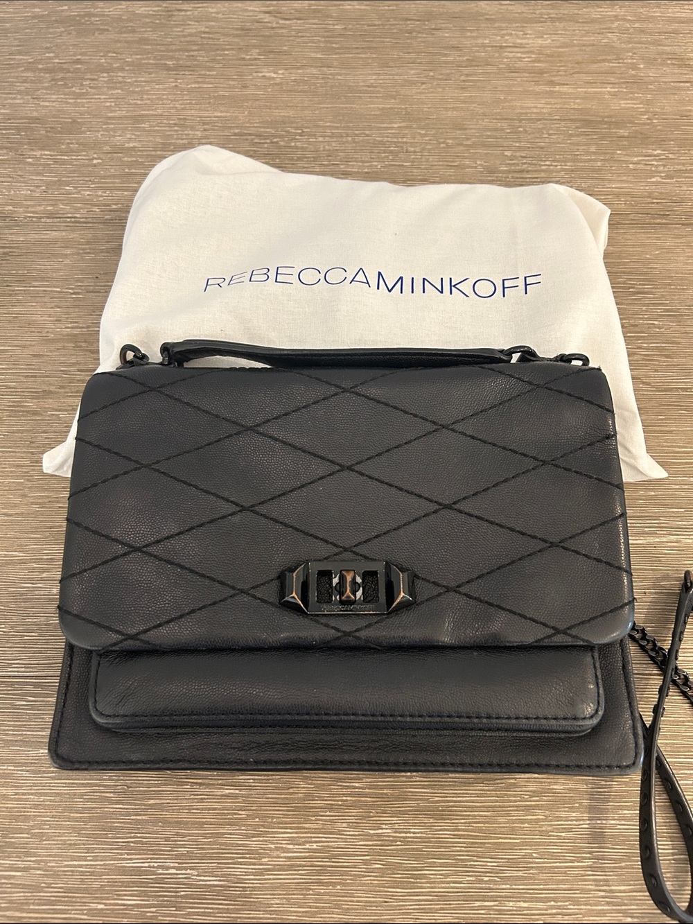 Rebecca Minkoff Black Quilted Leather Crossbody with Turn-Lock